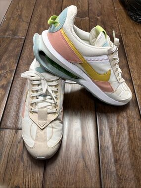 Nike Air Max Womens Cream Sneakers with Yellow Swoosh & Pastel Accents